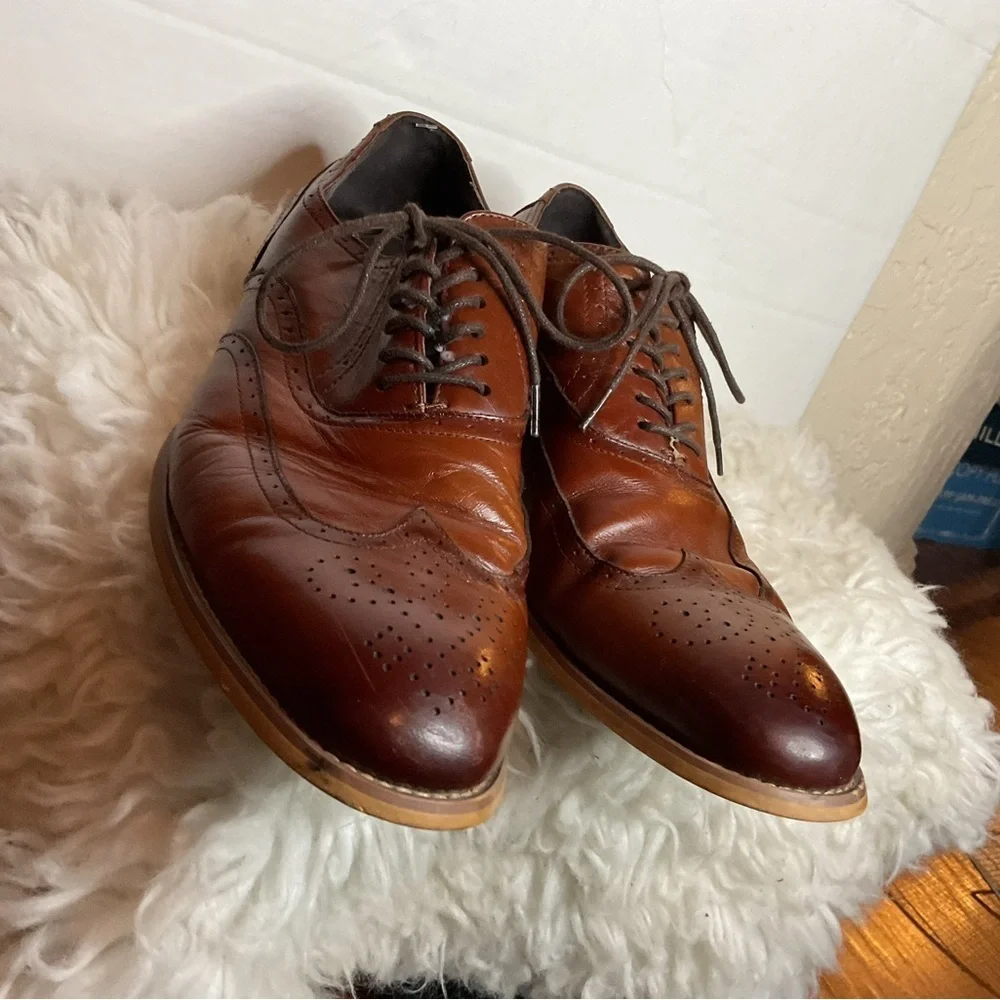 Stacy Adam’s brown leather wing tip Tie up Oxfords 11